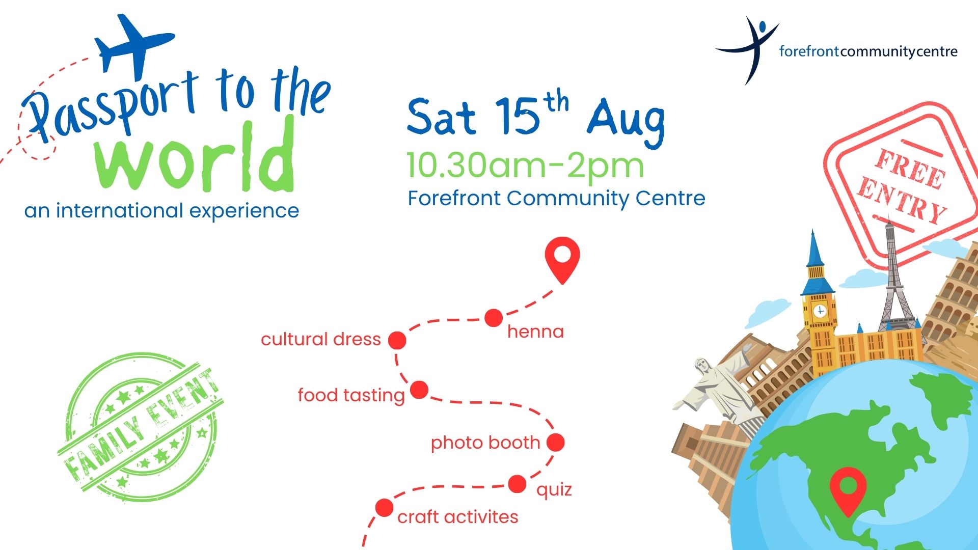 Poster advertising a round the world event.